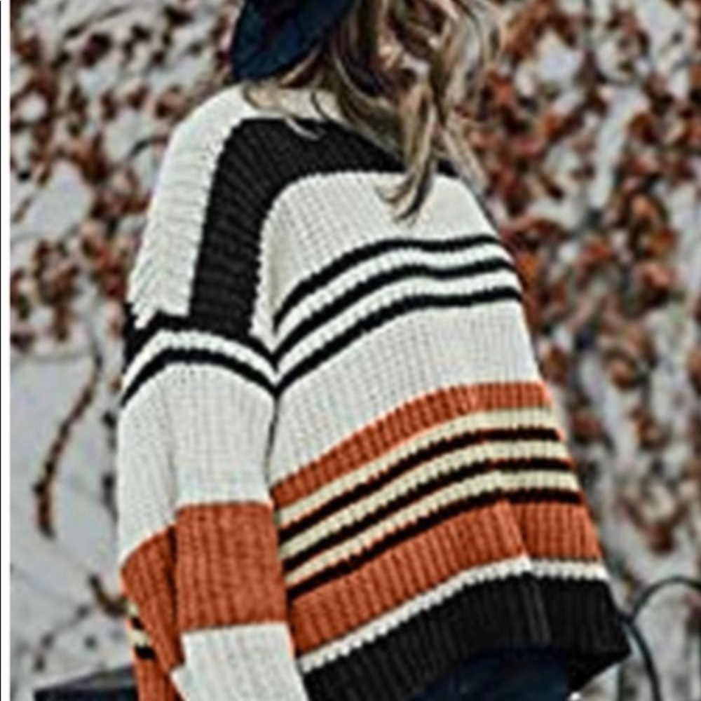 Black, orange, and white Knit sweater